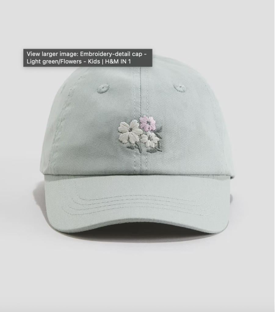 Mint Coloured Cap with flower embroidery.